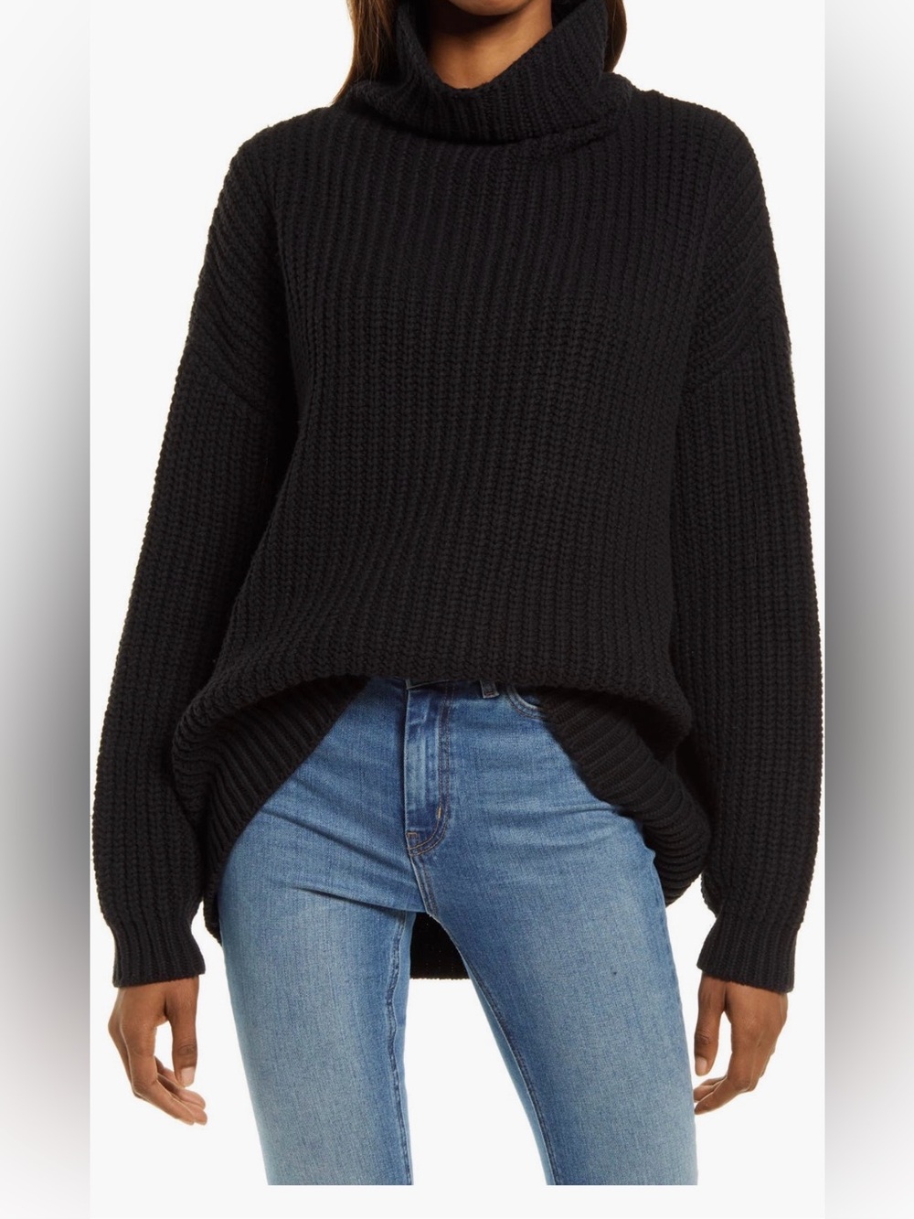 Free People black swim too deep turtleneck sweater Size Medium